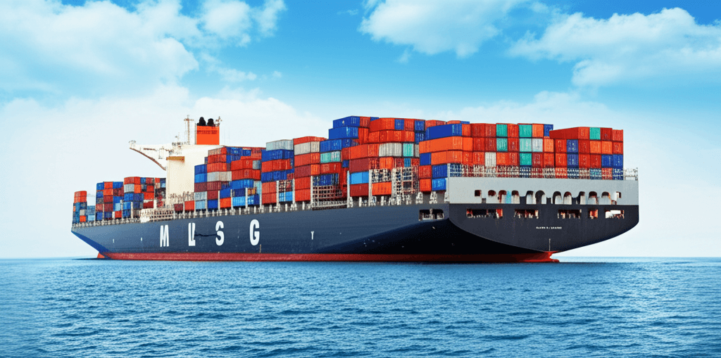 Cargo ship at sea